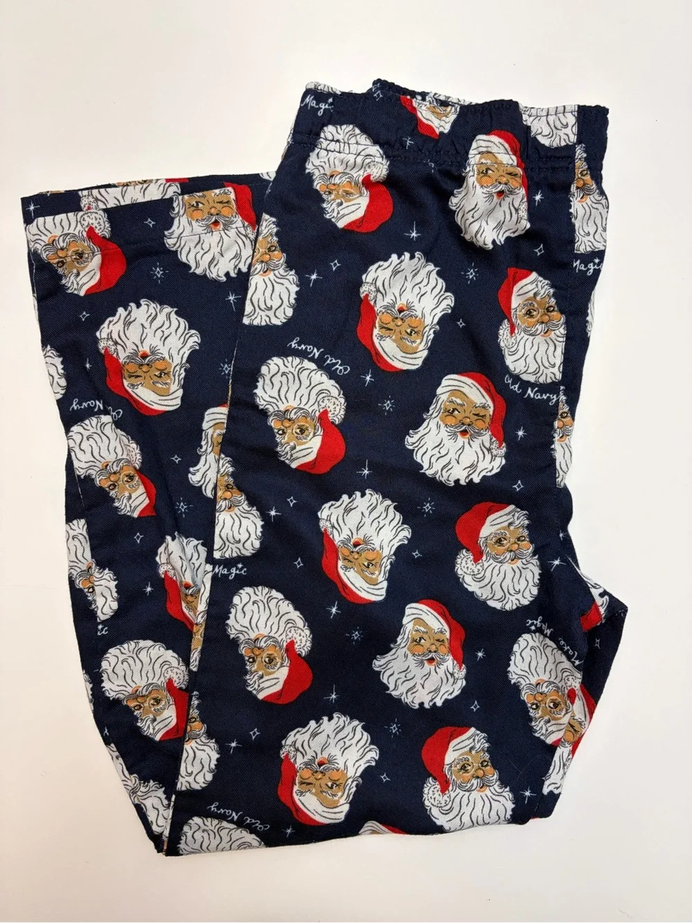Old Navy Kids XL 14-16 Jingle Jammies Diverse Santa Christmas Pajama Pants Navy